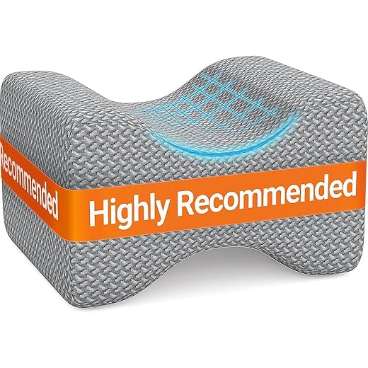 BlissTrends Memory Foam Knee Pillow, Knee Pillow for Side Sleepers, Leg Pillows for Sleeping Blood Circulation, Elevation Pillow for Spine Aligning, Sciatica, Back, Hip, Knee, Ankle Pain, Grey
