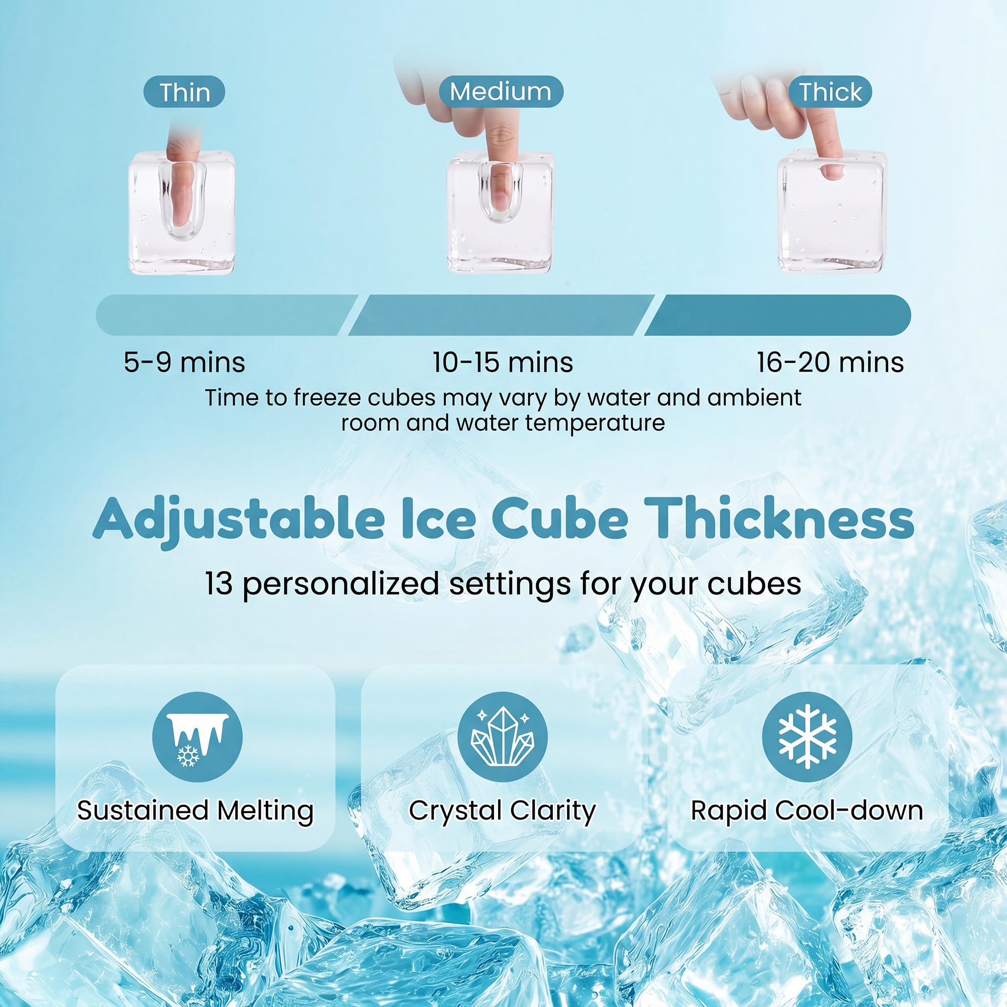 GIANTEX Macchina Ghiaccio da Tavolo, 15kg/24H, Ice Maker Compatto e Silenzioso per Casa e Ufficio, Cubetti di 13 Spessori, con Autopulizia Profonda, Display, Timer e Serbatoio Rimovibile (Nero)