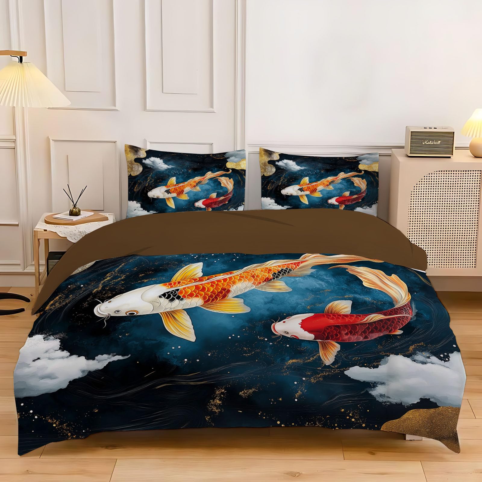 Parure de lit microfibre 240x260cm avec housse de couette zippée et motif art 3D