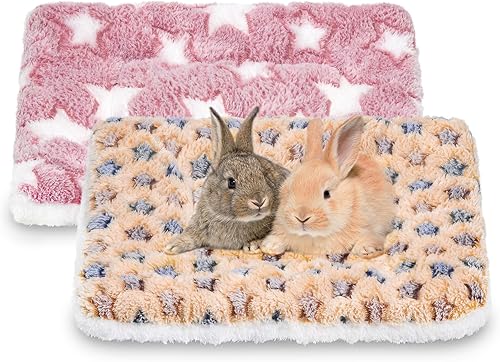 Juego de 2 camas de conejillo de indias, lavable, tapete cálido para cama de animales pequeños, almohada para mascotas para chinchilla, erizo y