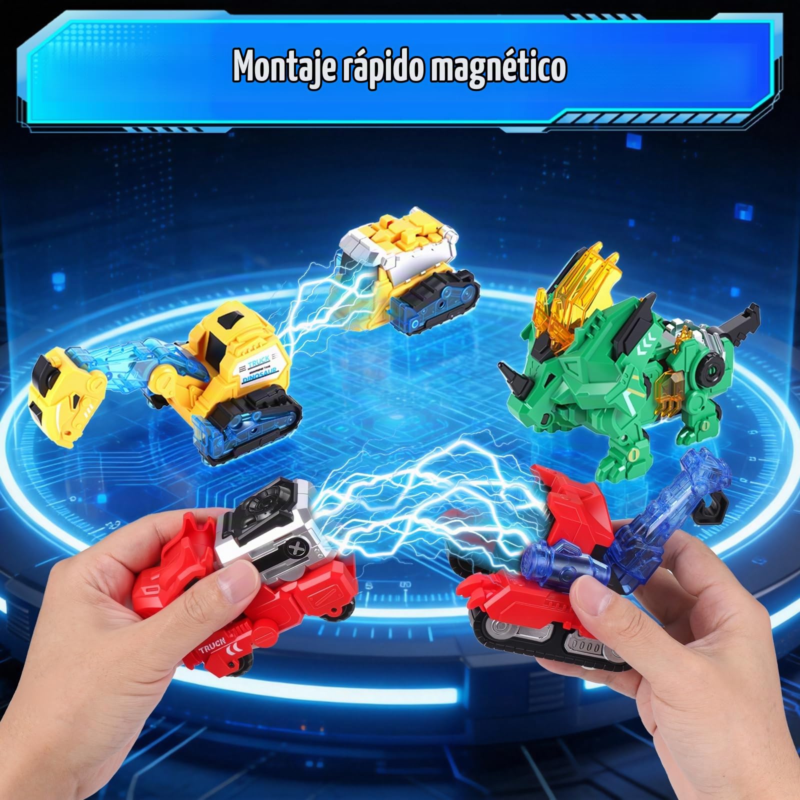 Dinosaurios Juguetes Transform Robot - 6 en 1 Magnético Coche para Niños