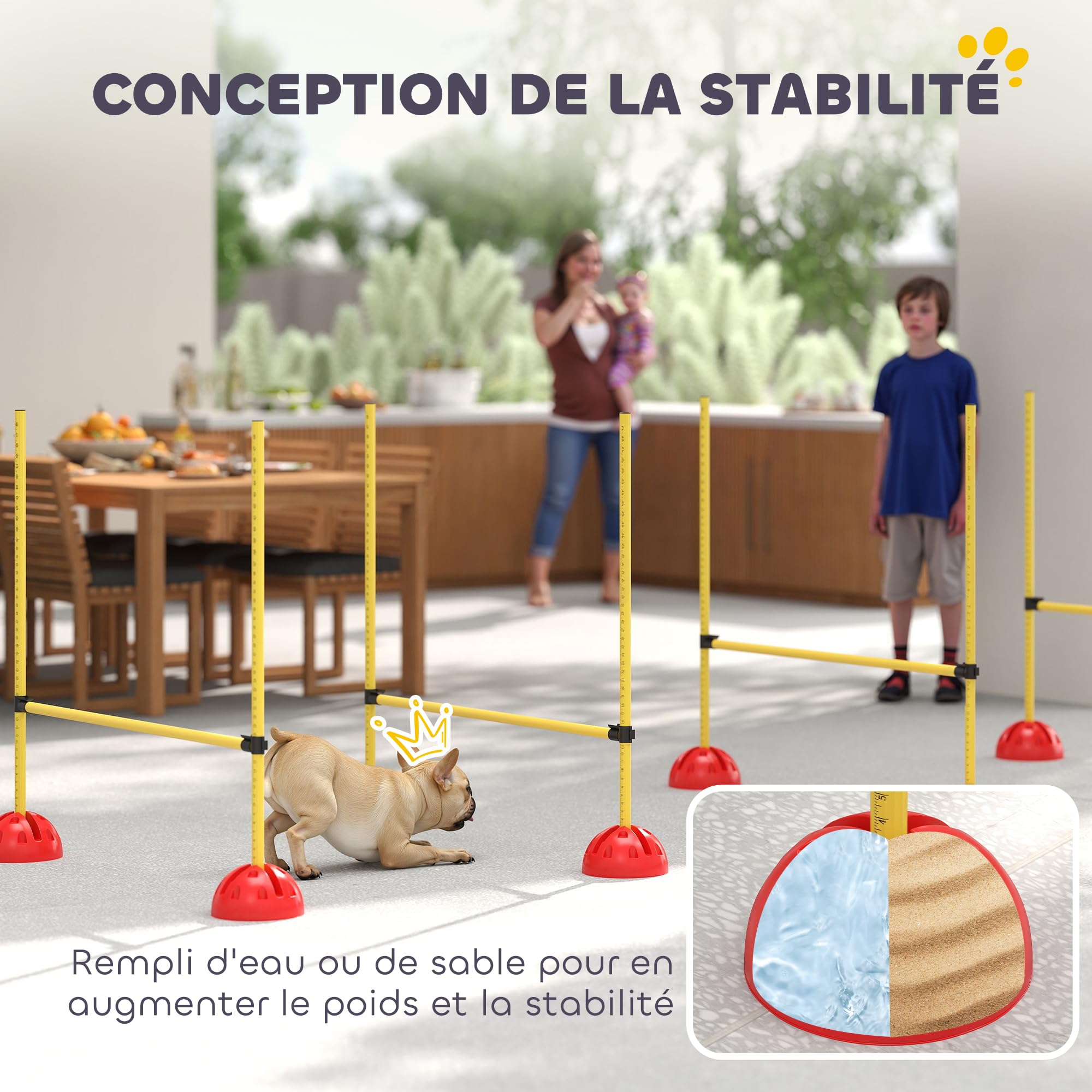 PawHut Kit d'équipement d'agilité pour Chien, kit d'agilité pour Chien avec 4 Haies de Saut réglables en Hauteur, Sac de Transport, Assemblage Facile, Agility à Chien Portable, Jaune et Orange