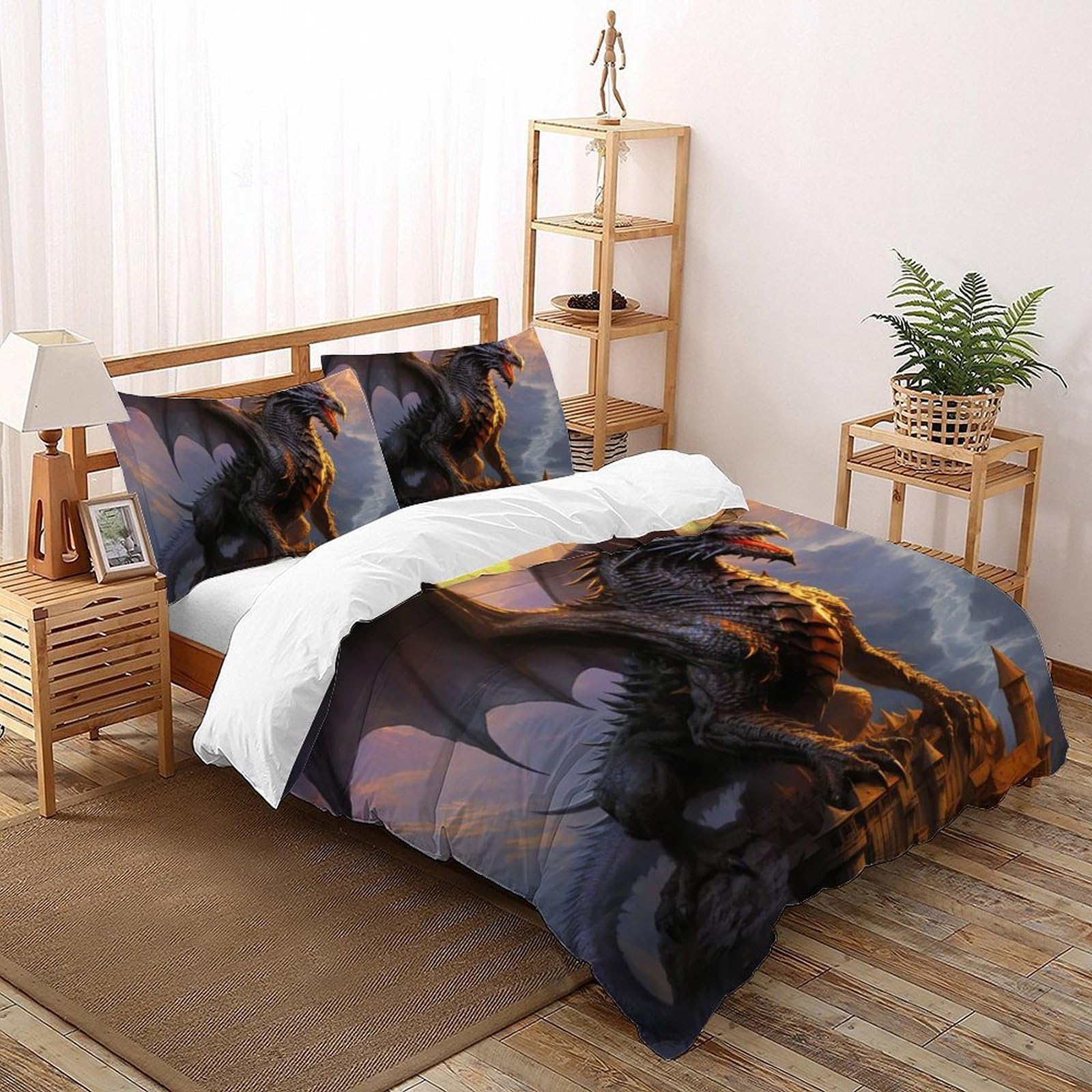 Housse de couette lit double pour chambre enfant avec imprimé 3D réaliste