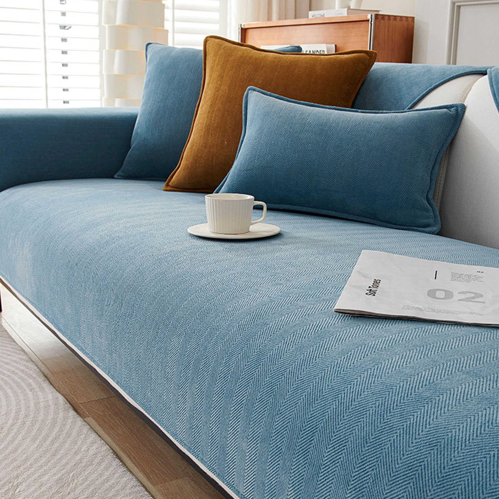 Taifuan Funny Fuzzy Herringbone Chenille Fabric Furniture Protector Couch Cover,Herringbone Chenille Fabric Furniture Protector Couch Cover, Luxury Pet Sofa Cover for Sofa and Furniture
