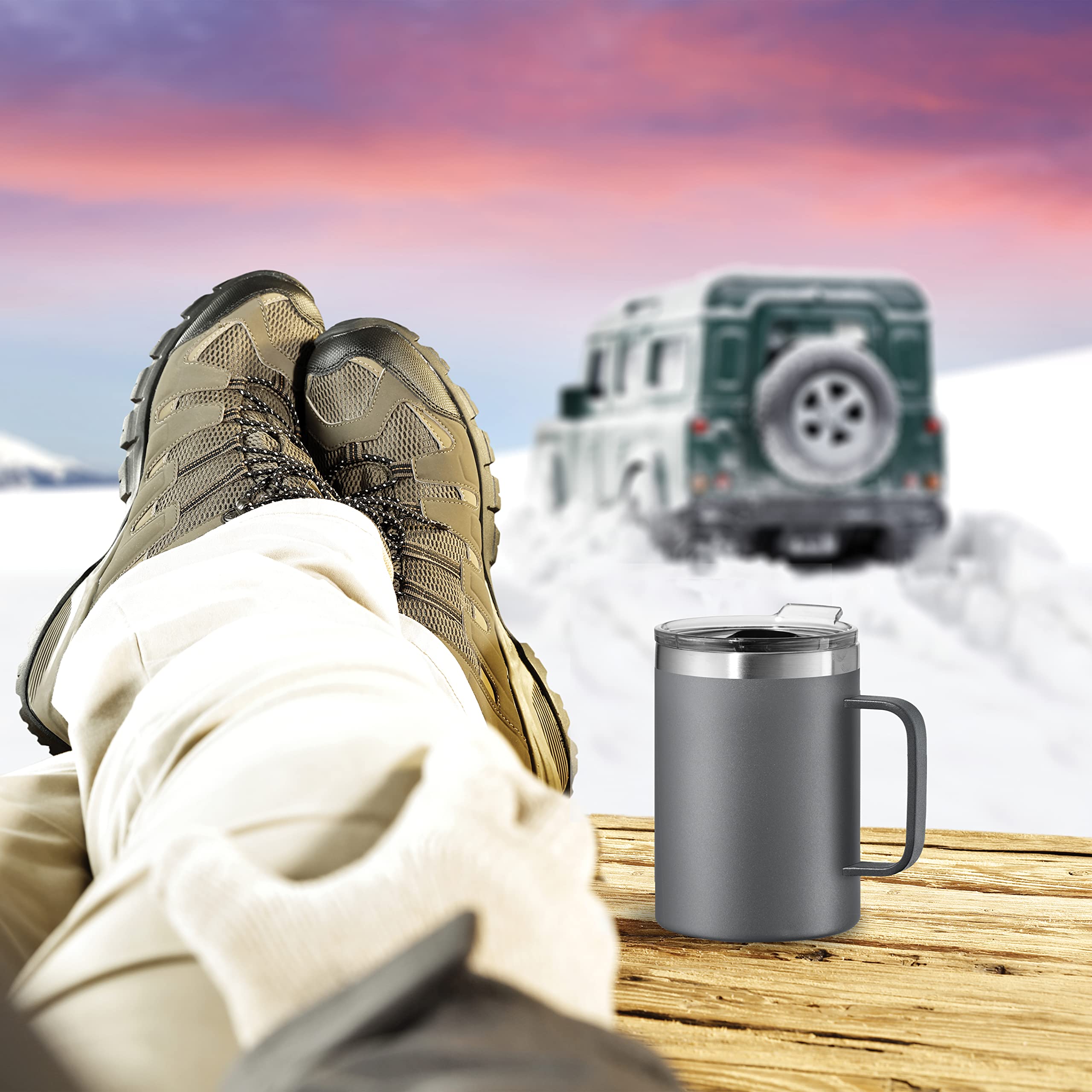 Amazon.com: OGGI ThermoMug Stainless Steel Insulated Mug- Double Wall  Vacuum Insulated w/Handle & Lid, Coffee Cup, Camping Mug, Travel Thermos,  14oz(420ml), Gray: Home & Kitchen