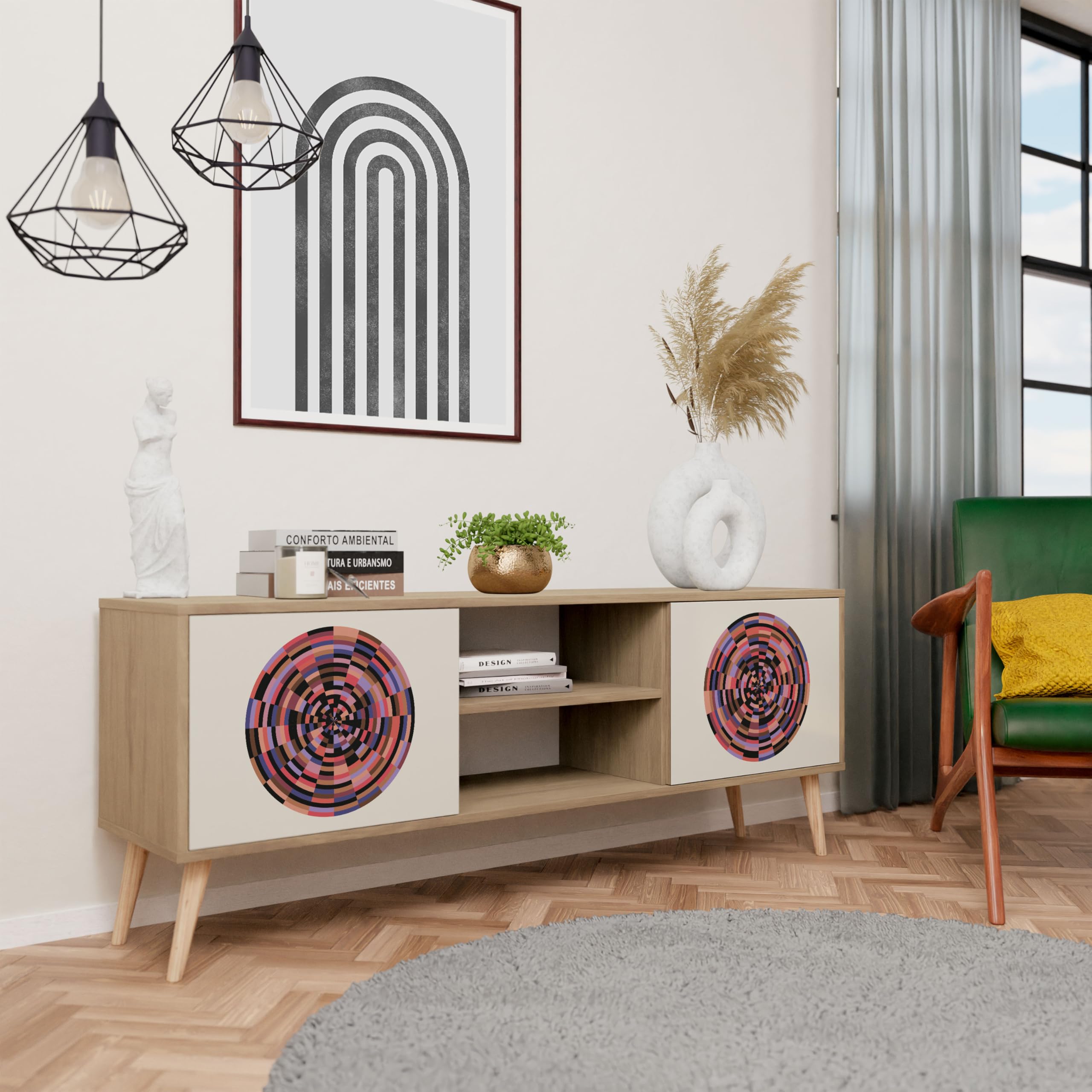 Cassa TV HEALANCY 2 Porte Moderna Con Armadietto - Dettaglio