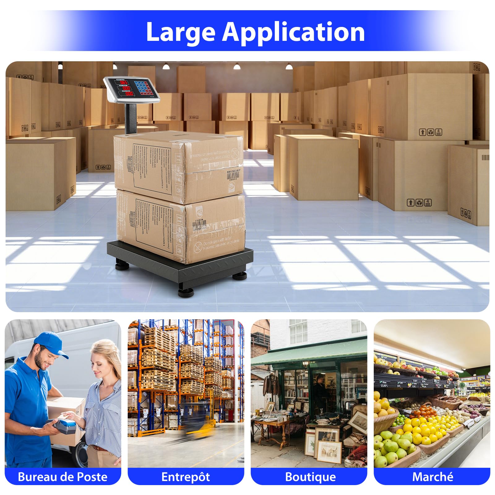GOPLUS Balance à Plateforme Profesionnelle, Capacité 300Kg, Balance Electronique Pliable avec Calculateur de Prix, Conversion d'Unité LB/KG, Précision de 50G, pour Industrielle, Bagages (Argenté)