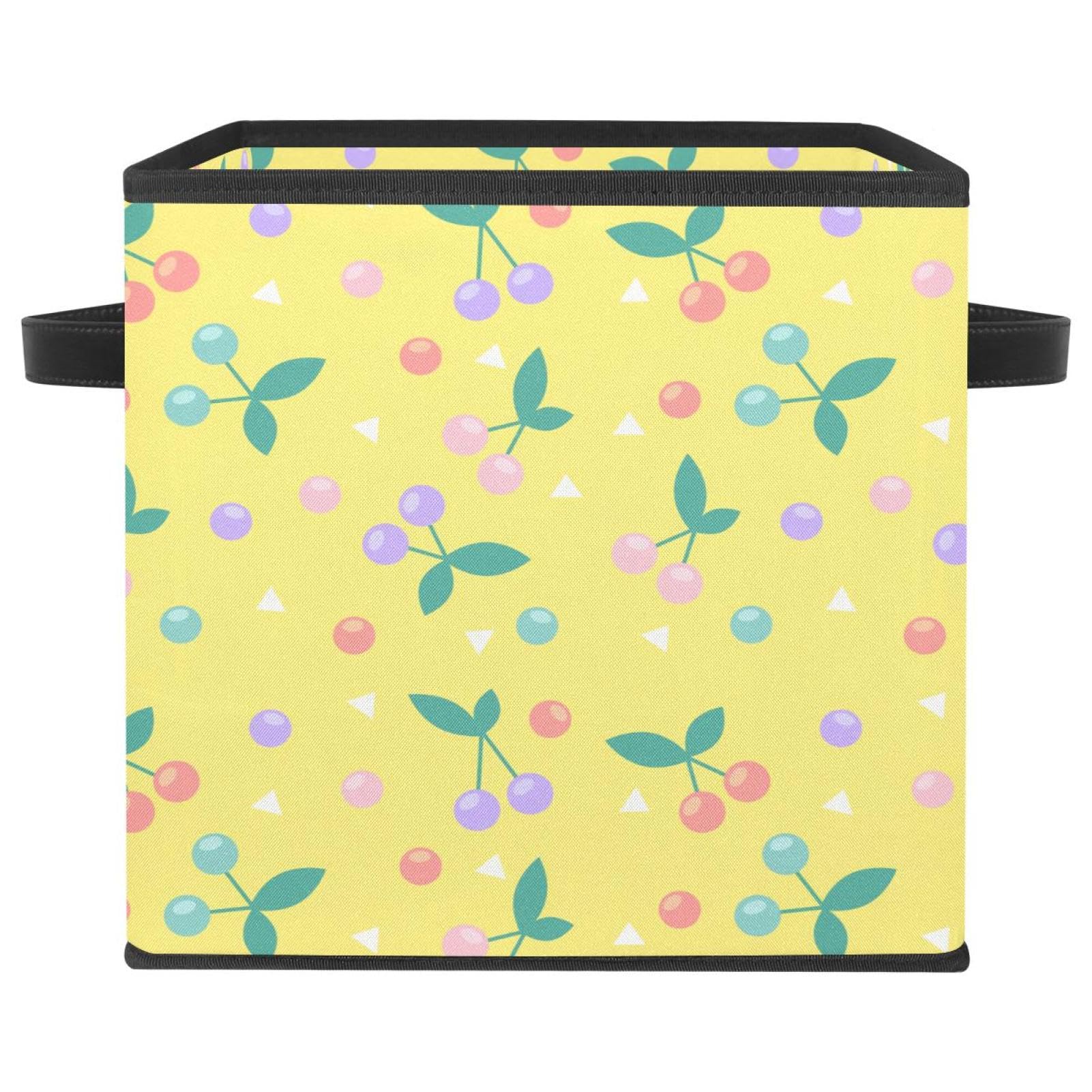 Boîte de rangement pliable en tissu motif cerise pour armoire