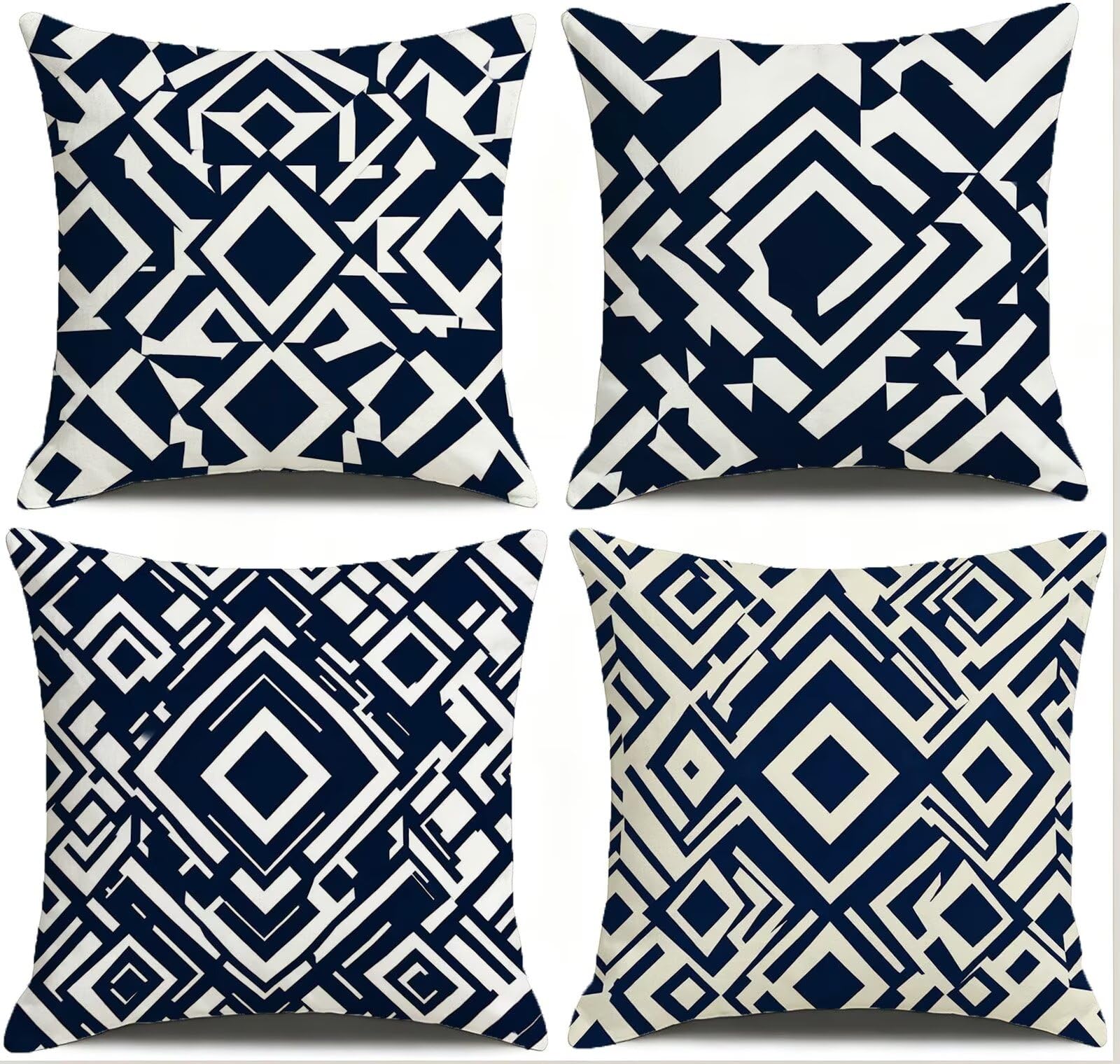 Niebieska poszewka na poduszkę 65 x 65 cm zestaw 4 poduszek outdoorowych