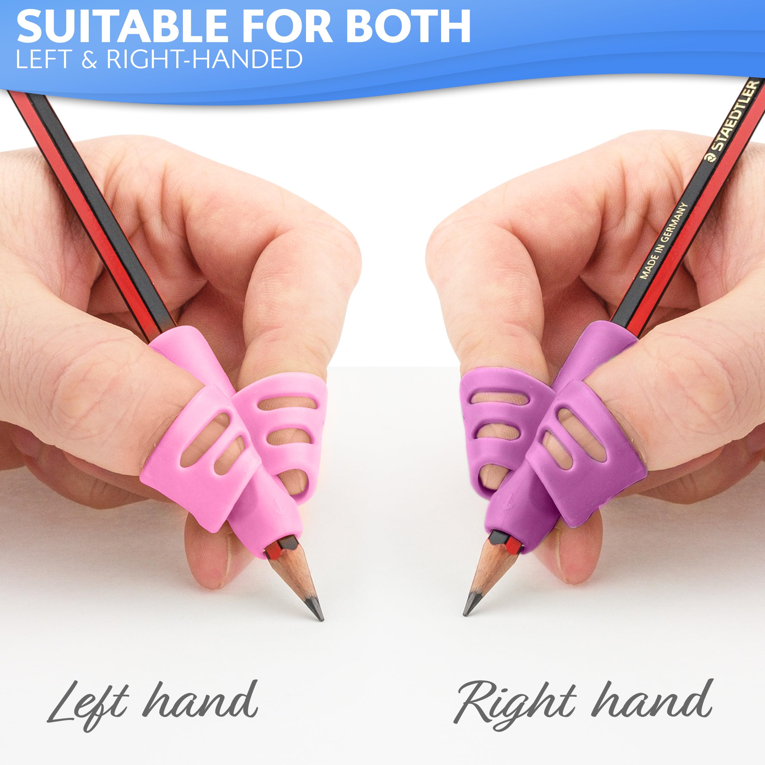 4 impugnature per matite per bambini, ergonomiche, con 5 dita, per 4 impugnature per matite per bambini, ergonomiche, con 5 dita, per