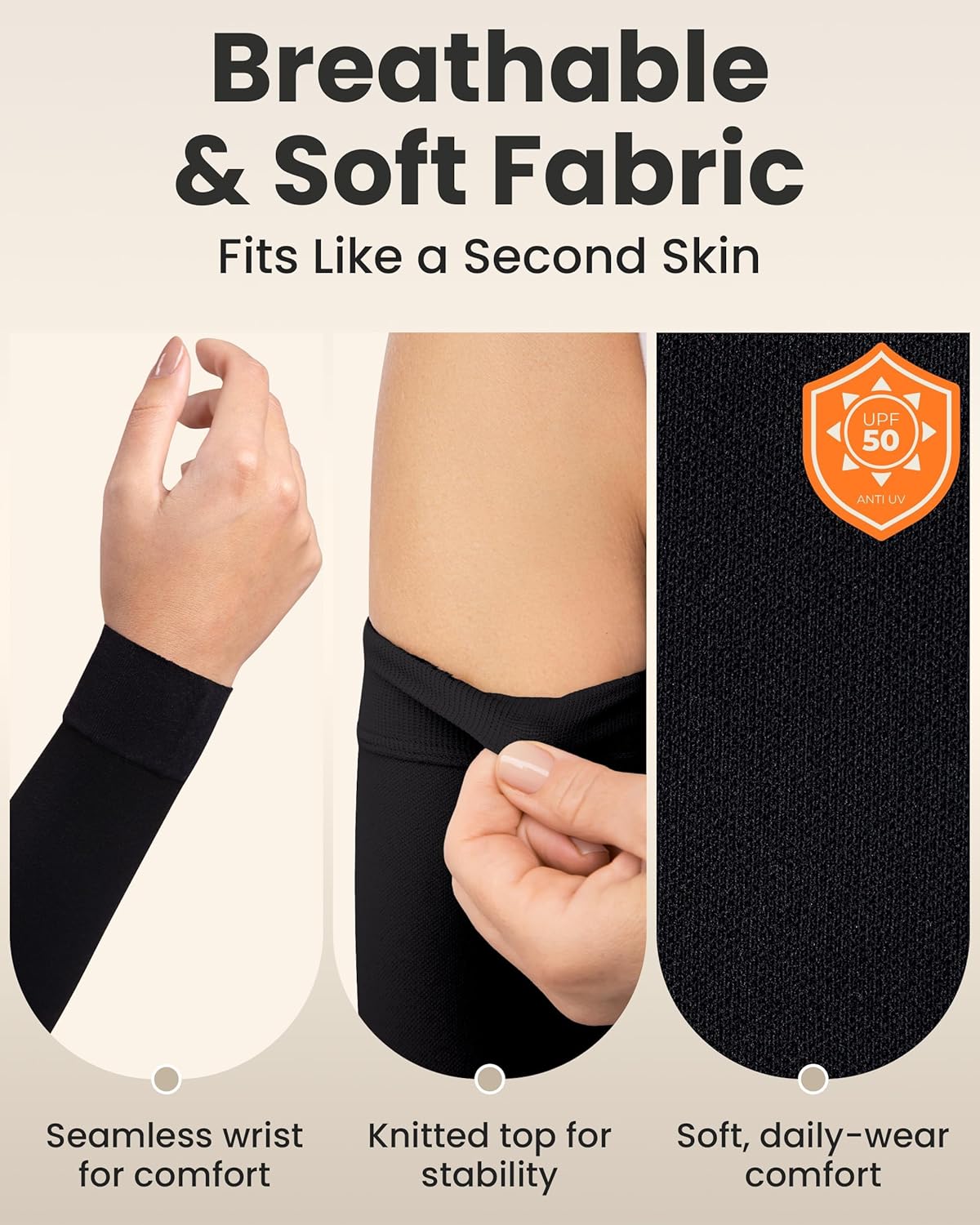 KEMFORD Compression Lymphedema Arm Sleeves for Women - 15-20 mmHg, 1 Pair, Black, XL - Medical Arm Brace for Swelling, Edema, Circulation - Image 6