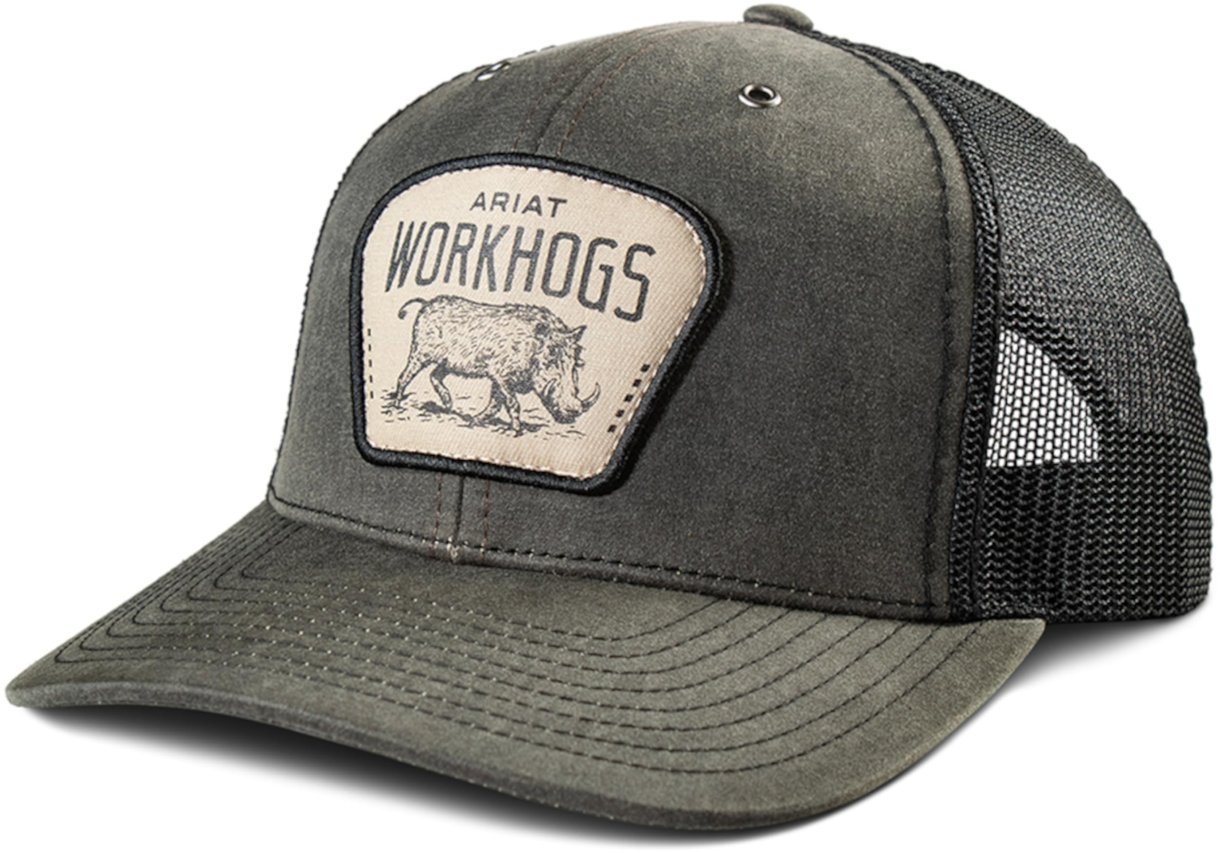 Ariat Men's Grey Richardson 112 Cap Snap Back Work Hogs Patch Charcoal A290001707