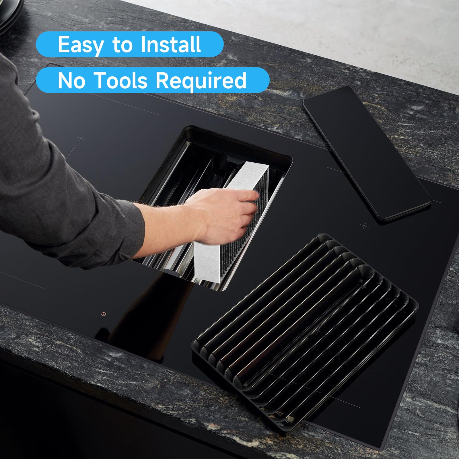 EVAYP / 4 Filtres à Charbon Actif Pour Hotte Aspirante / 17004796 HEZ9VRUD0 HZ9VRCR0 17004806 Z821VR0 CA282111 17004811 / Compatible Avec Les Hottes De Cuisine Bosch Siemens Neff