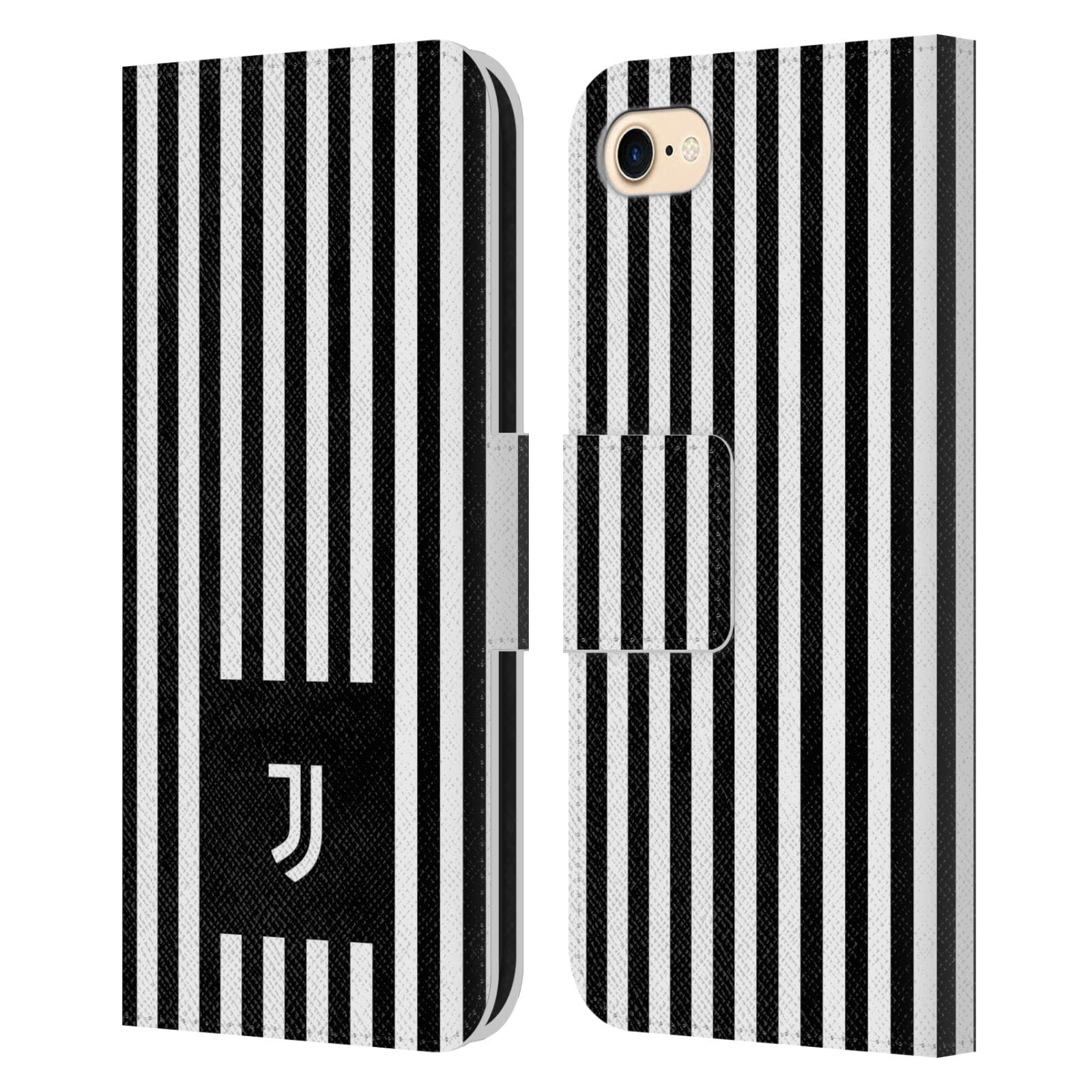 Head Case Designs Officially Licensed Juventus Football Club Black & White Stripes Lifestyle 2 Leather Wallet Case Compatible with Apple iPhone 7/8 / SE 2020 & 2022