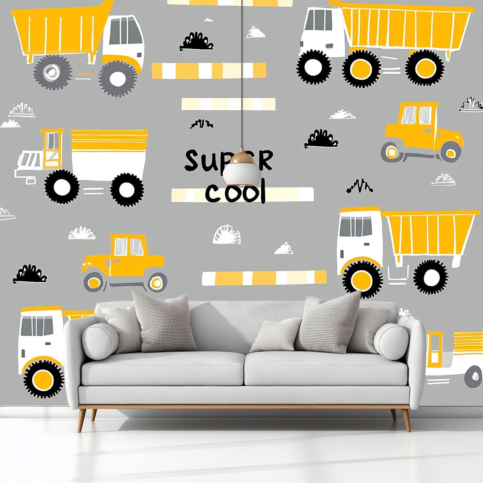 Panoramiczna tapeta 3D 350 x 256 cm kreskówki, zabawki z budownictwa, tapeta z włókniny, duży plakat ścienny do salonu, dekoracji pokoju dziecięcego, łatwy montaż, szara