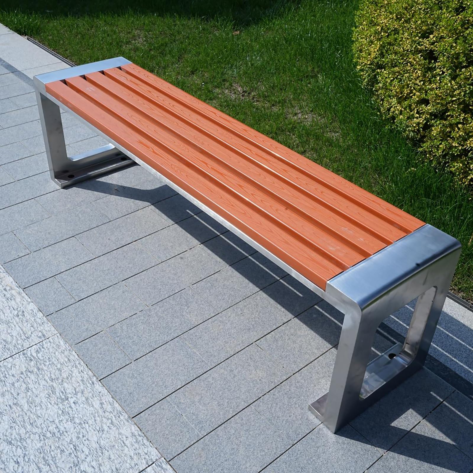 Wetterfeste Parkbank für 2 bis 3 Personen, robuster Verbundholzsitz für Garten, Terrasse, Veranda, Rasen, Deck (Farbe: geöffnet: 120 cm)
