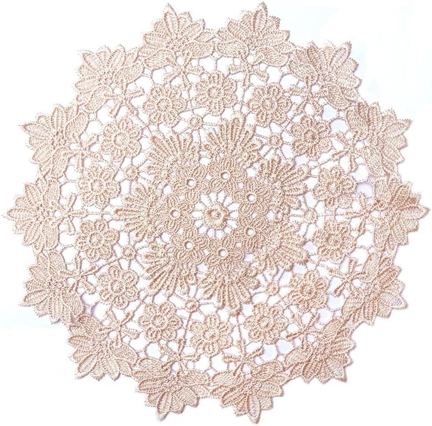 Zestaw 8 okrągłych koronkowych podkładek haftowanych, 8, 35 cm