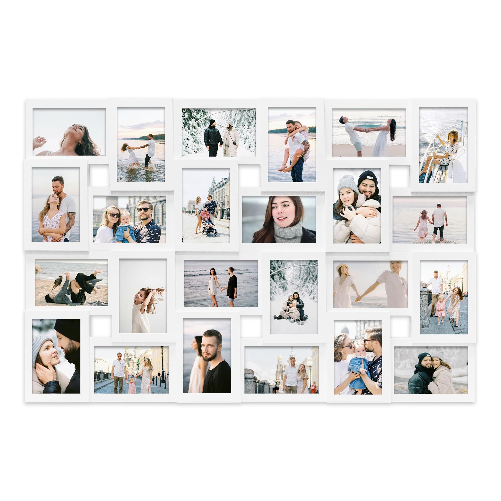 jerry & maggie 4×6 collage frame 24 pictures, picture frames collage wall decor, 24 slot picture frame wall hanging for 6×4 photo, white