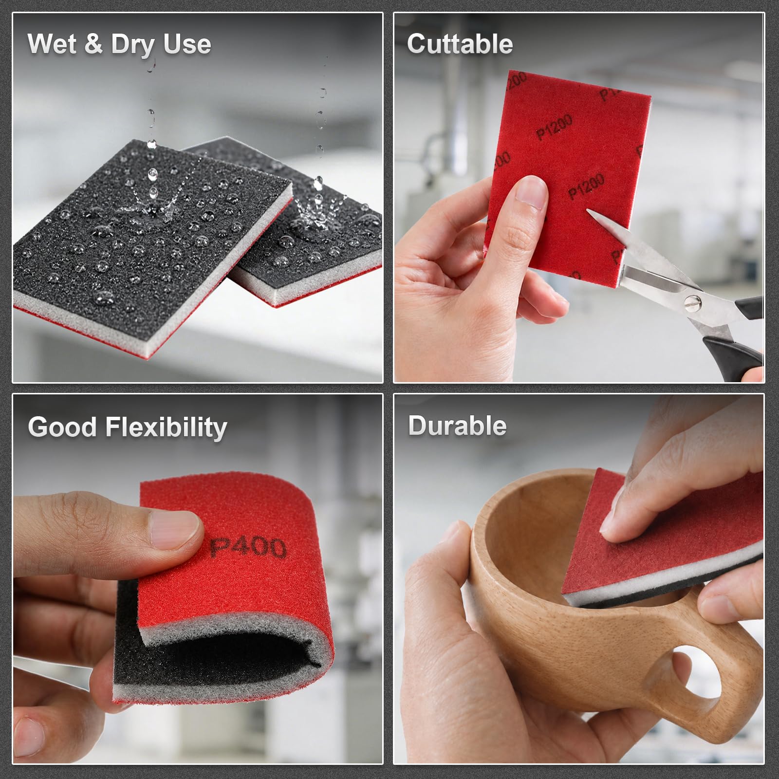 Sanding Sponges Kit - 80-3000 Grit for Wood & Metal -4