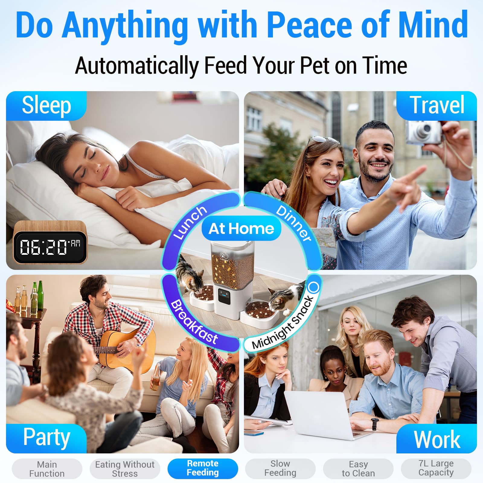 Frienhund Distributore Automatico Cibo Gatti Doppio App: 5G WiFi Dispenser Crocchette Gatto Con Alimentazione Lenta, 7L Dispenser Crocchette Gatto 2 Ciotole, Distributore Cibo Cani (ACF190W-C)