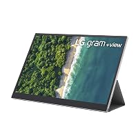 LG gram +View 16 Inch Portable WQXGA (2560 x 1600) IPS Monitor, 16:10 Aspect Ratio, DCI-P3 99% Color, USB-C Connectivity, Landscape & Portrait Orientation, with Folio Cover/Stand (16MQ70.ADSU1)