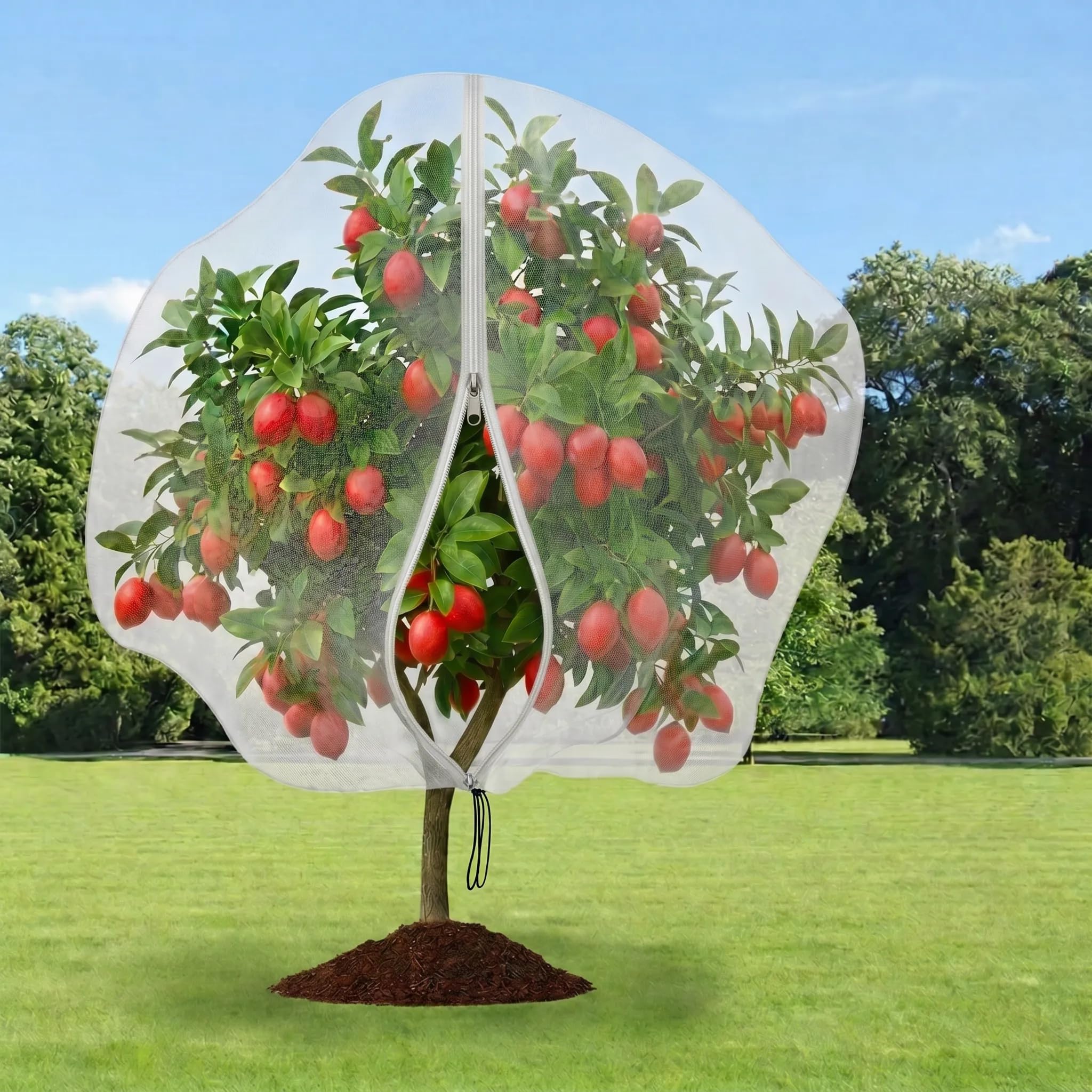 Fruit Tree Netting Bird Protection: Lifegogo 10 x 10ft Large Garden Netting Cover with Zipper and Drawstring Fine Mesh Fruit Tree Covers for Orchard Terrace Farm and Garden