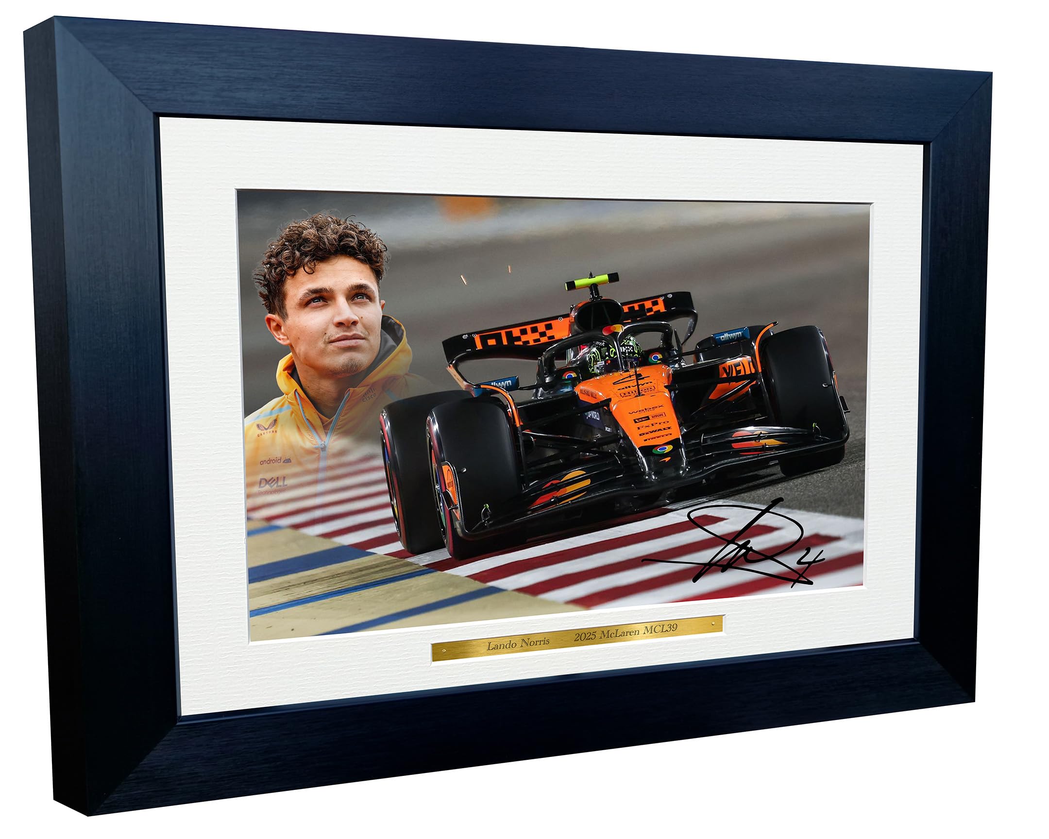 Kitbags & Lockers 12x8 A4 Lando Norris Grand Prix 2025 McLaren MCL39 Car Autographed Signed Signature Photo Photograph Picture Frame Racing Formula 1 F1 Poster Gift 6