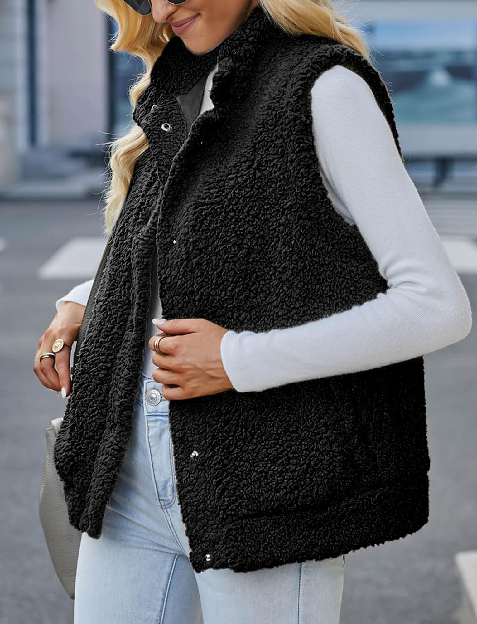 Maeau - Giacca in Pile da Donna Gilet Donna in Pile Smanicato Senza Maniche Giacca Elegante Invernale Sportivo per Autunno e Inverno