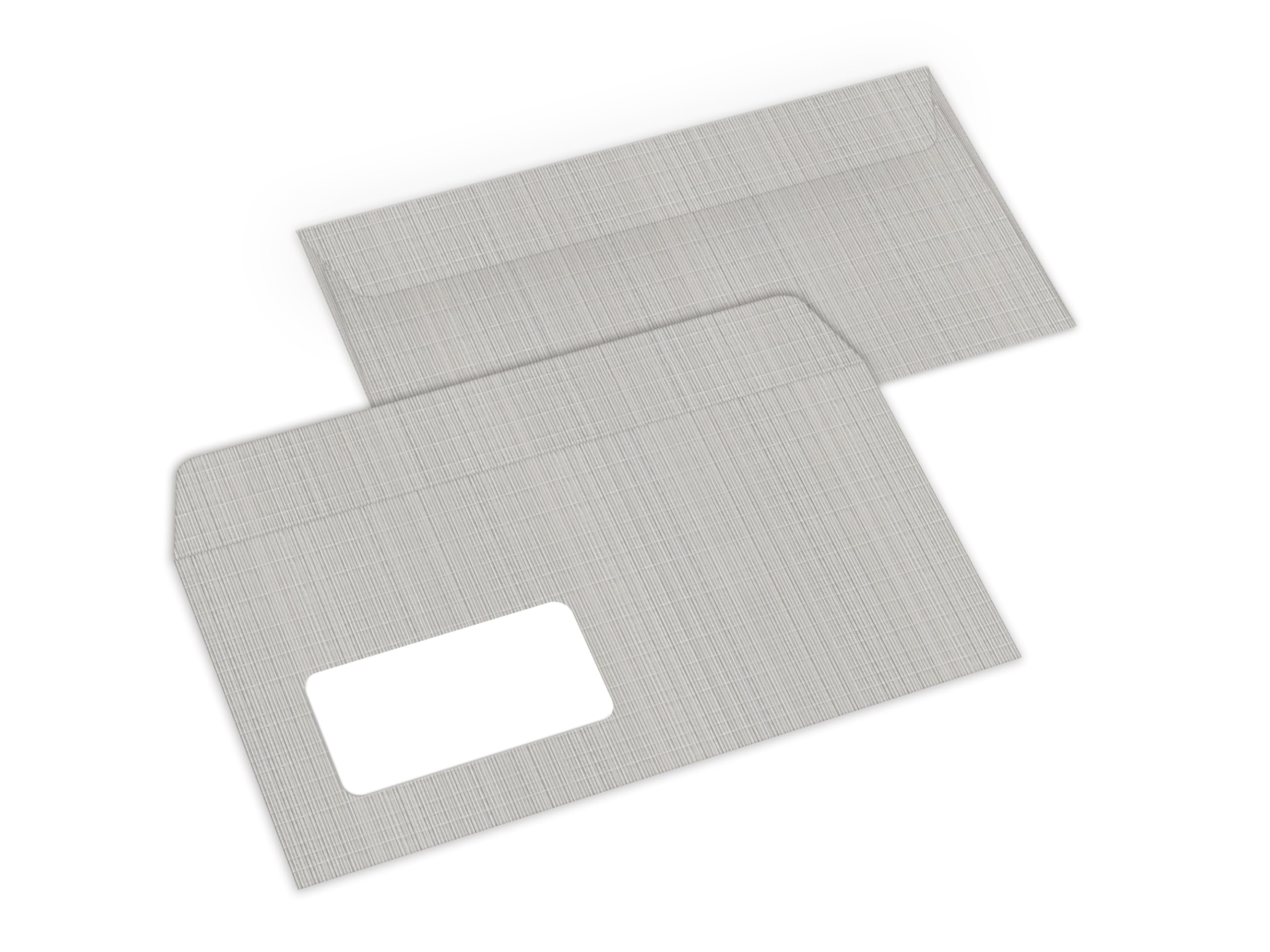 Briefpapier-Set 250 Briefbögen DIN A4 + 250 Umschläge DIN-lang mit Fenster haftklebend - Papier beidseitig bedruckbar für Einladung Briefpost Firmenpost Urkunde edel, grau, hellgrau mit feiner Textur