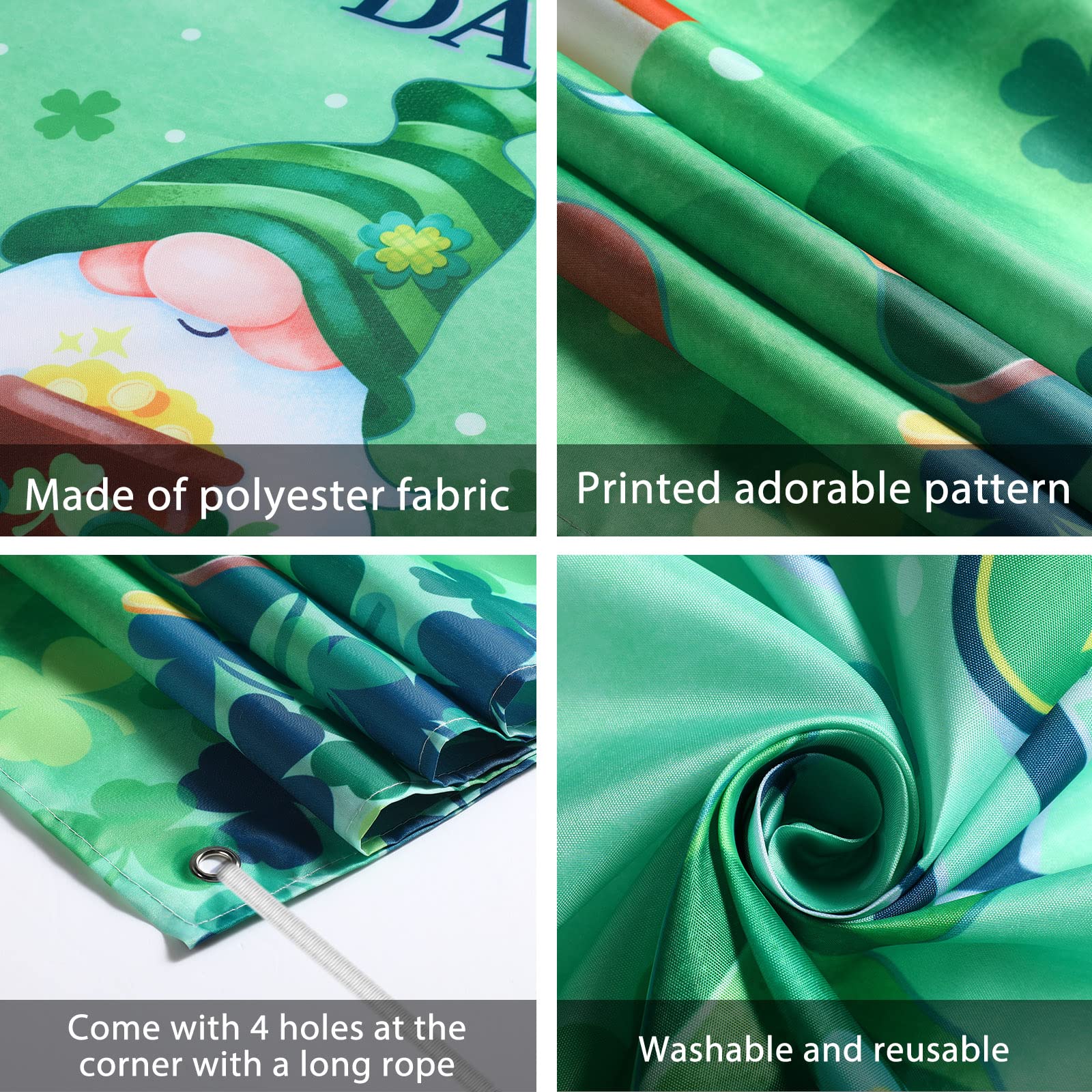 St Patrick's Day Door Banner - 35x70 Inch Green Shamrock Backdrop For Party Decor & Photo Background