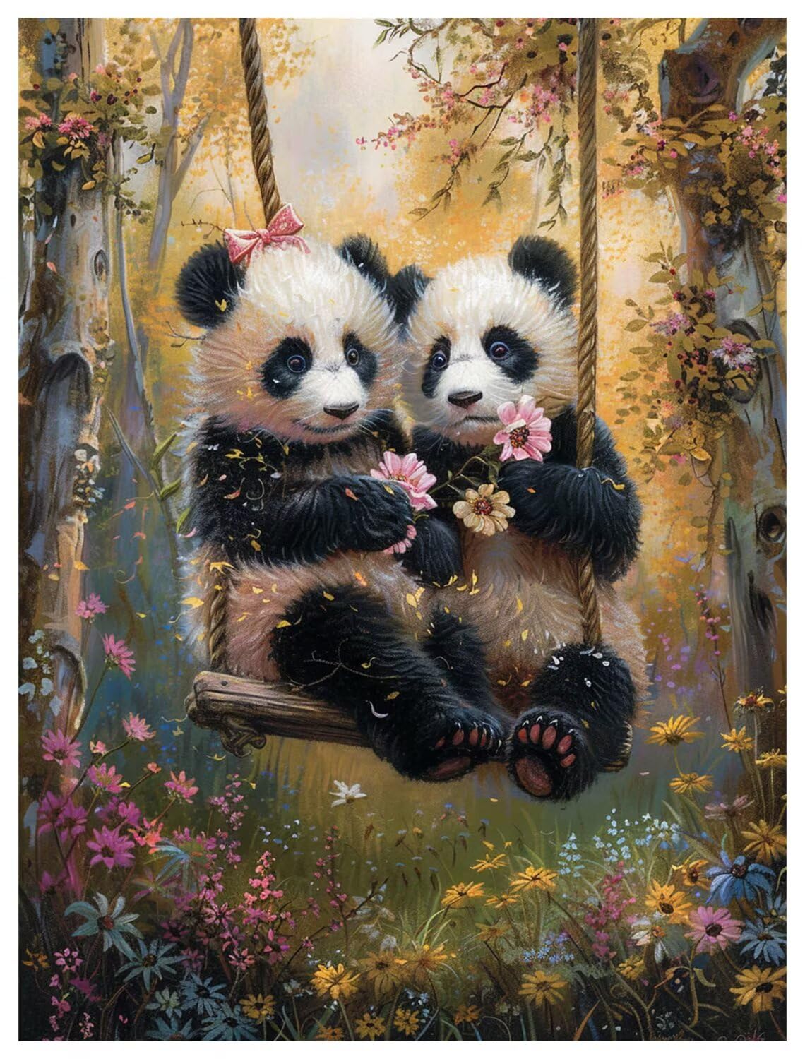 Diamentowe malowanie pełny zestaw drzewa, 5D Panda diamentowe malowanie, DIY haft krzyżykowy diamentowy, rzemiosło artystyczne z kryształowymi kryształowymi kryształami do dekoracji domu salonu