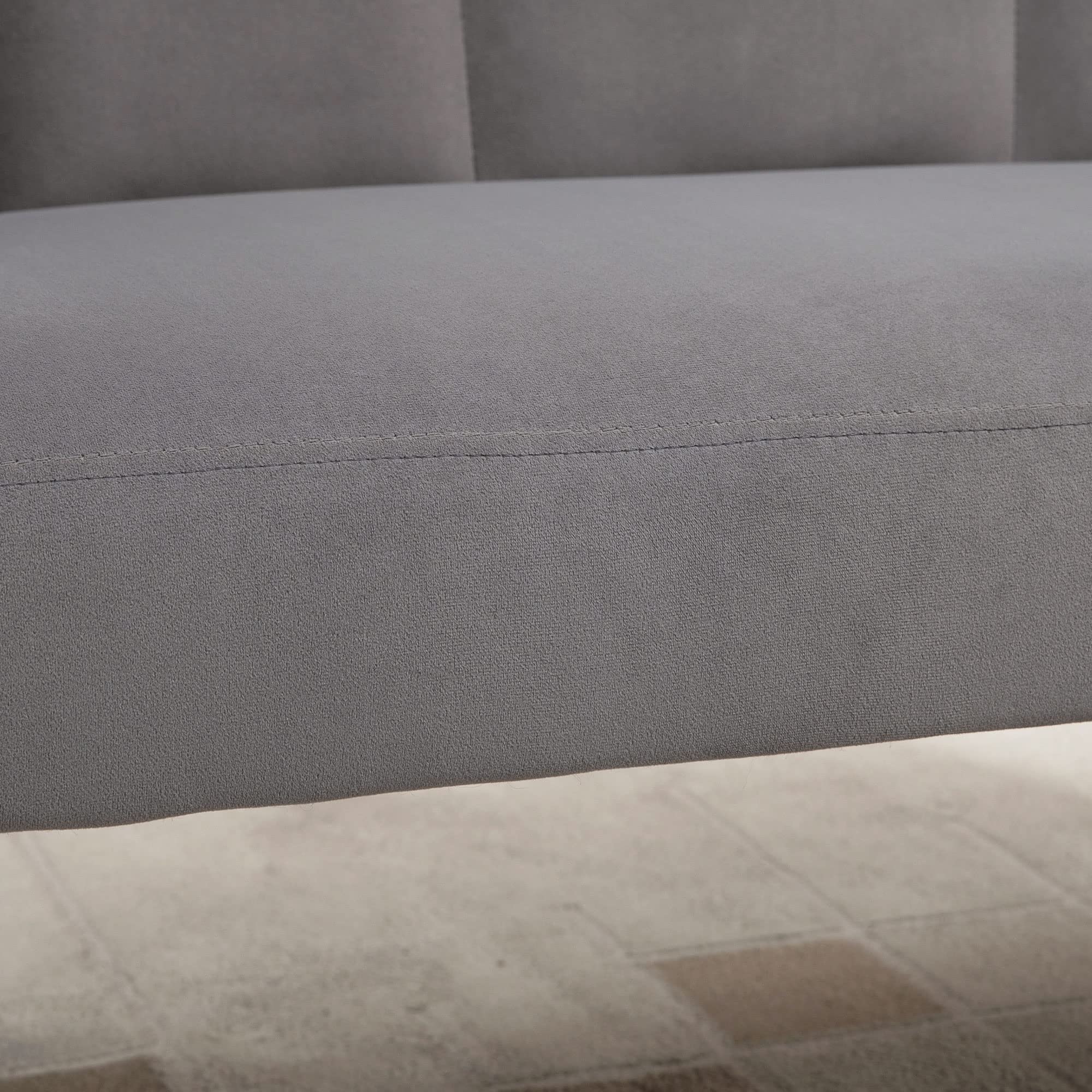 HOMCOM Divano 2 Posti in Velluto, Divano a Conchiglia, Divanetto da Salotto, con Gambe in Metallo, Stile Moderno, Elegante, da Soggiorno, 132x66x80cm, Grigio