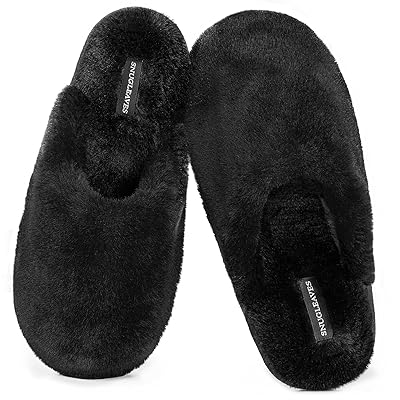 Snug Leaves Women's Fuzzy Scuff Slippers Soft Comfy Memory Foam Non-slip Indoor House Shoes