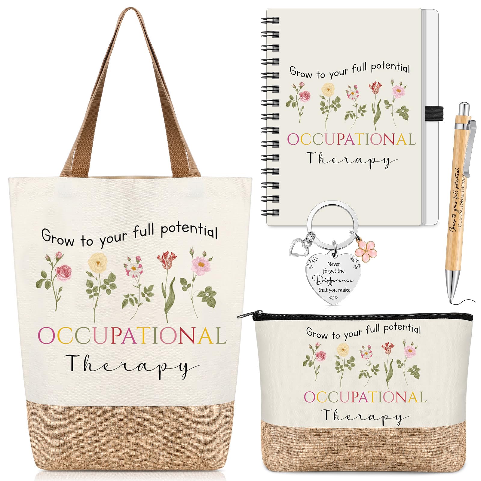 Motipuns 5 Pcs Appreciation Gifts Set Women Occupational Therapists Speech Language Pathologists Social Workers Tote Gift(Occupational Therapy)