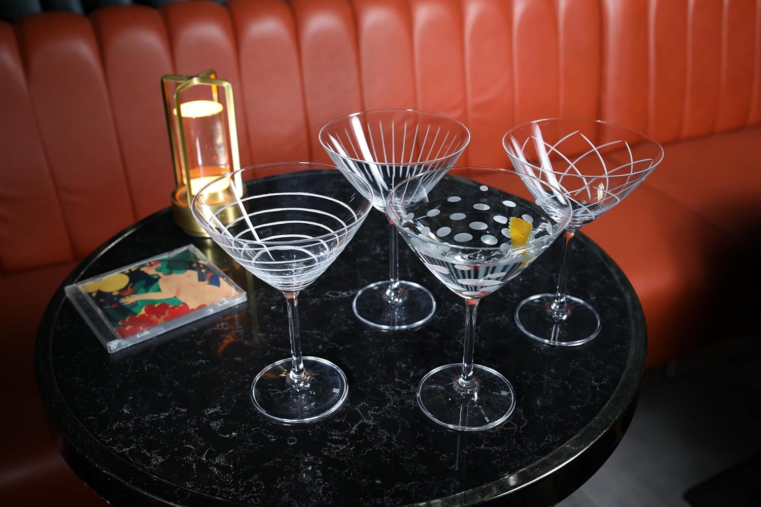 Martini Glass Set of 4 | Handcrafted Etched Designs | 10oz Elegant Cocktail Glassware | Premium Bohemia Crystal | Perfect for Espresso Martini, Cosmopolitan, Gimlet, Gifts & Entertaining