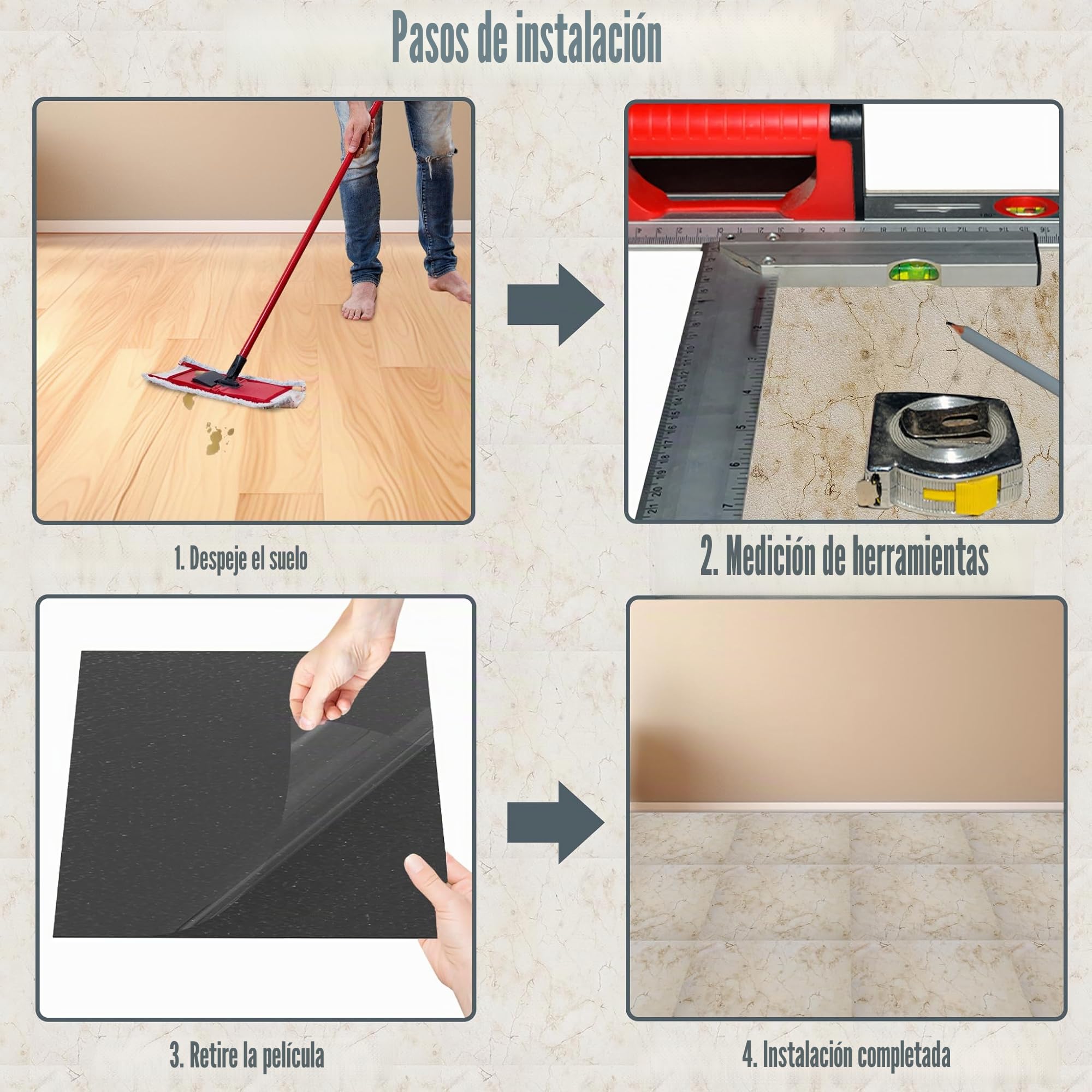 FIVMEN - Lote de 54 revestimientos de suelo de PVC (30 x 30 cm, azulejos adhesivos, impermeables, antideslizantes, para salón, cocina, baño (S11, 5 ㎡)