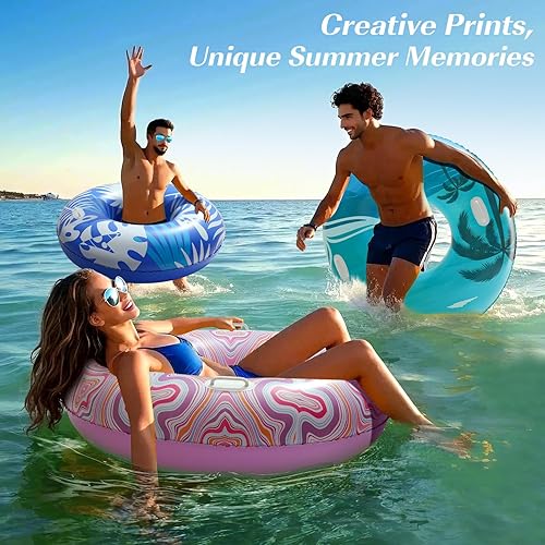 Miniatura 4 de HeySplash Tubos de piscina para adultos, flotadores grandes de piscina de 42 pulgadas con asas, anillos de natación inflables, flotadores de
