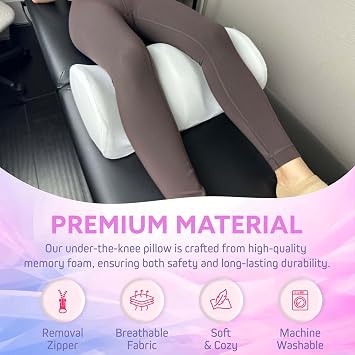 Premium Memory Foam Knee Pillow for Back Sleepers, White