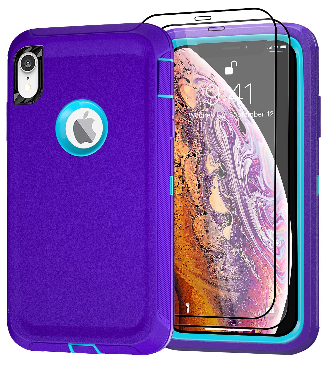 Case for Apple iPhone X/XS Case with 2 Screen Protector, Heavy Duty Full Body Shockproof Military Grade Cover, 3 in 1 Drop Protection Phone Case 5.8"