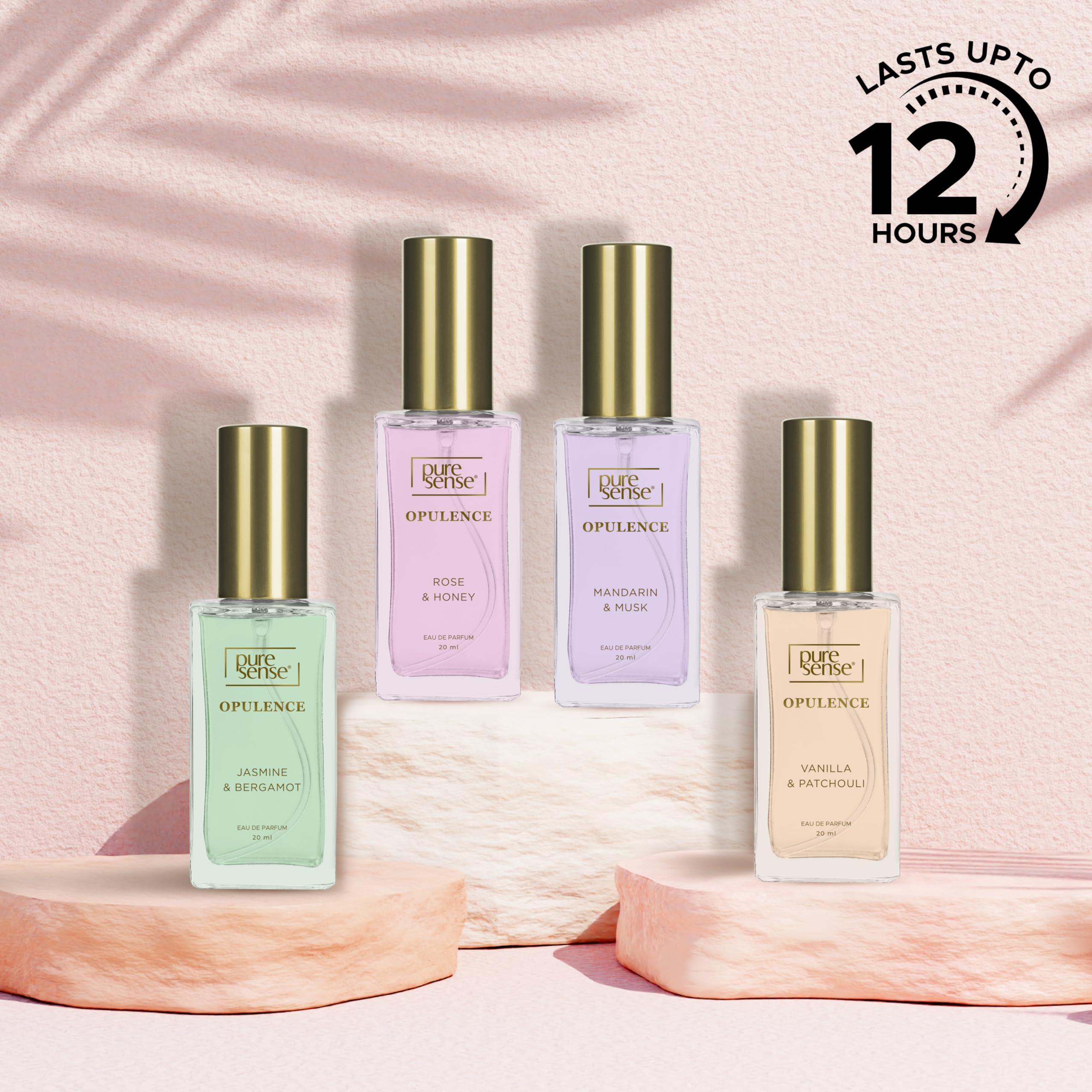 PureSense Into the Bloom Perfume (Vanilla + Mandarin + Jasmine + Rose) Long Lasting Women's Fragrance Gift Set (4x20ml) 80ml 4