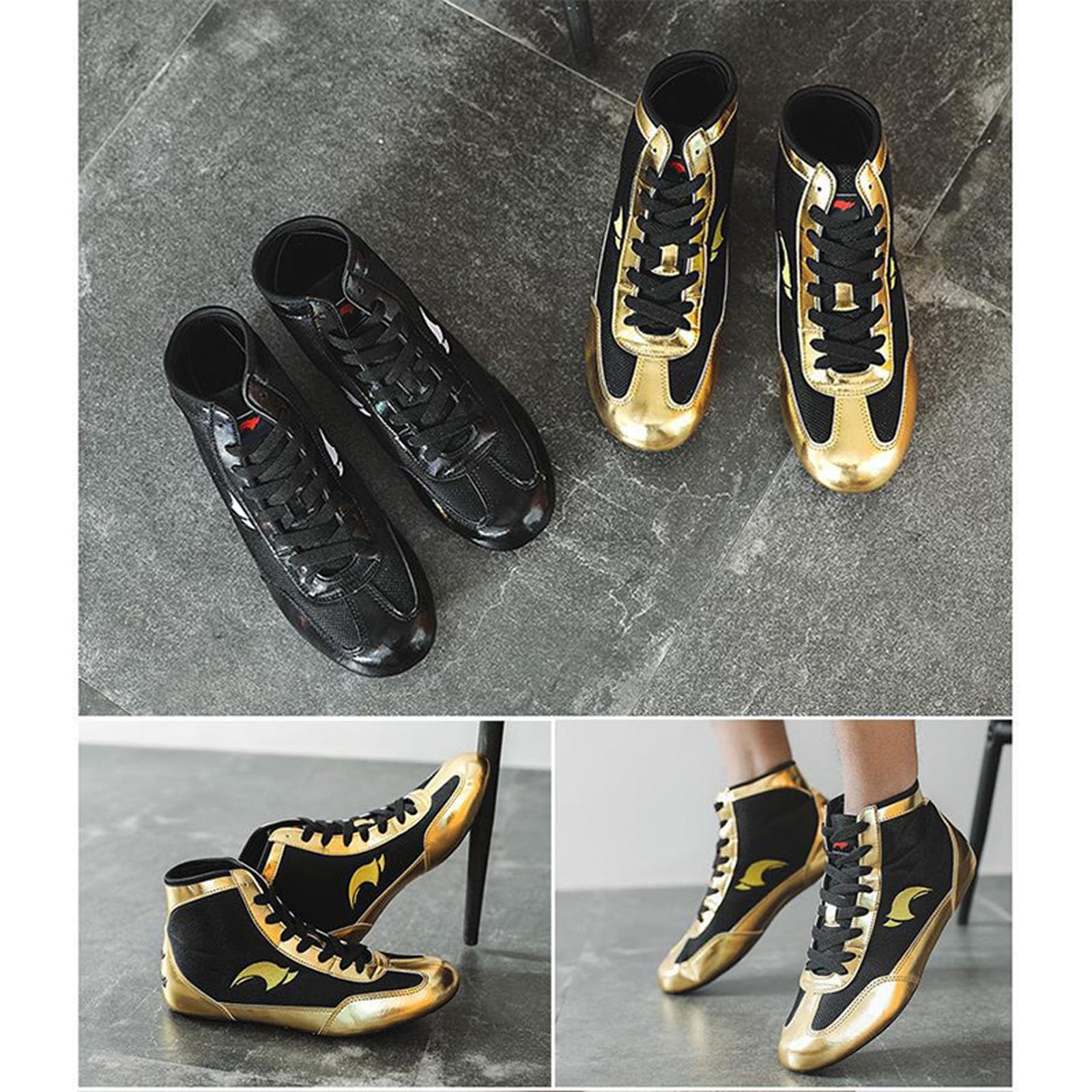 Zapatillas grandes para hombre, zapatos de boxeo, zapatos de entrenamiento de lucha libre, botas largas, zapatos de boxeo, entrenamiento de competición, tenis casuales para hombre