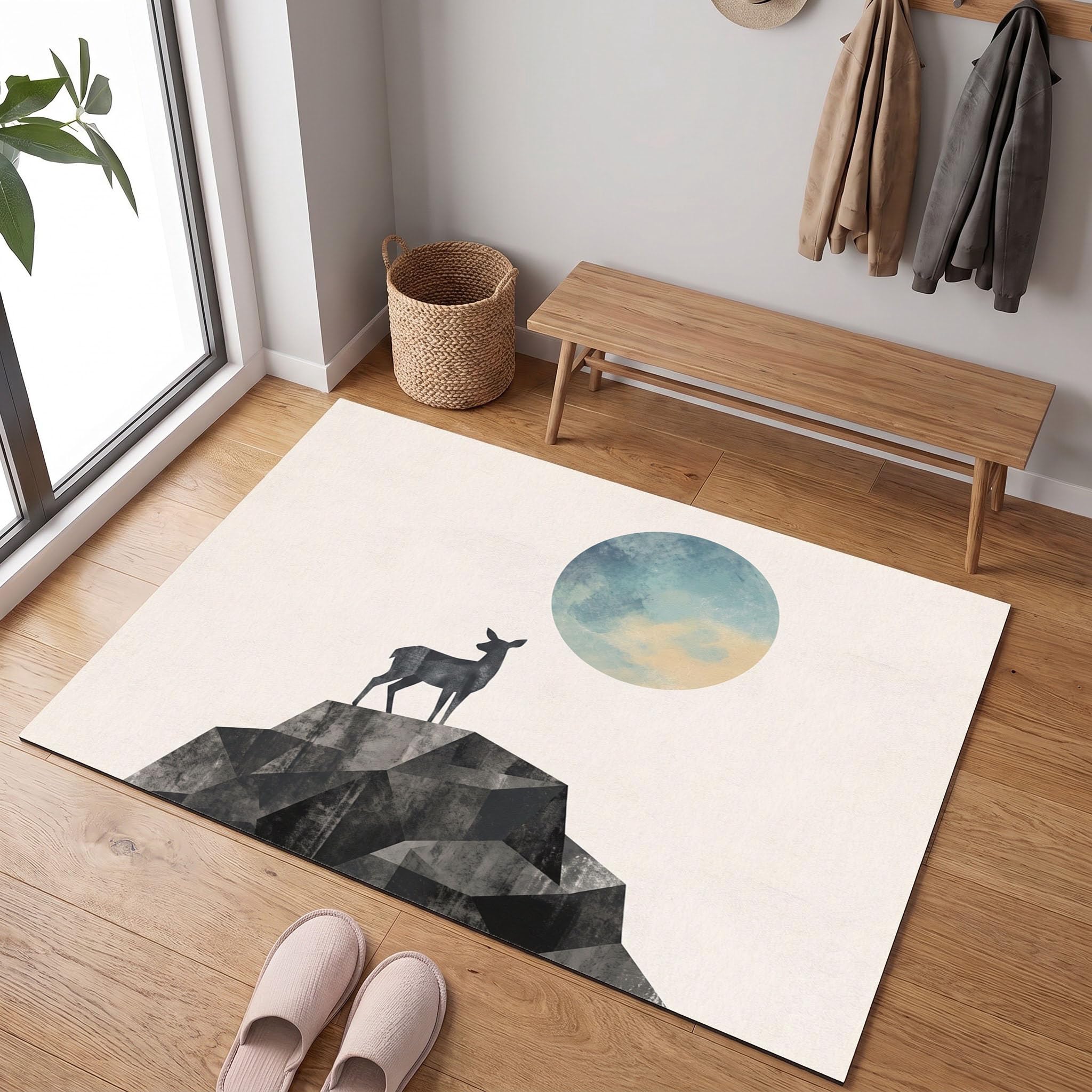 Gris-Bleu Minimaliste Modernepaillasson Durable Et Antidérapant Retient L’Eau Et Les Saletés Facile À Nettoyerpaillasson Interieur80 X 120 Cm Tapis D'Entrée Antidérapant