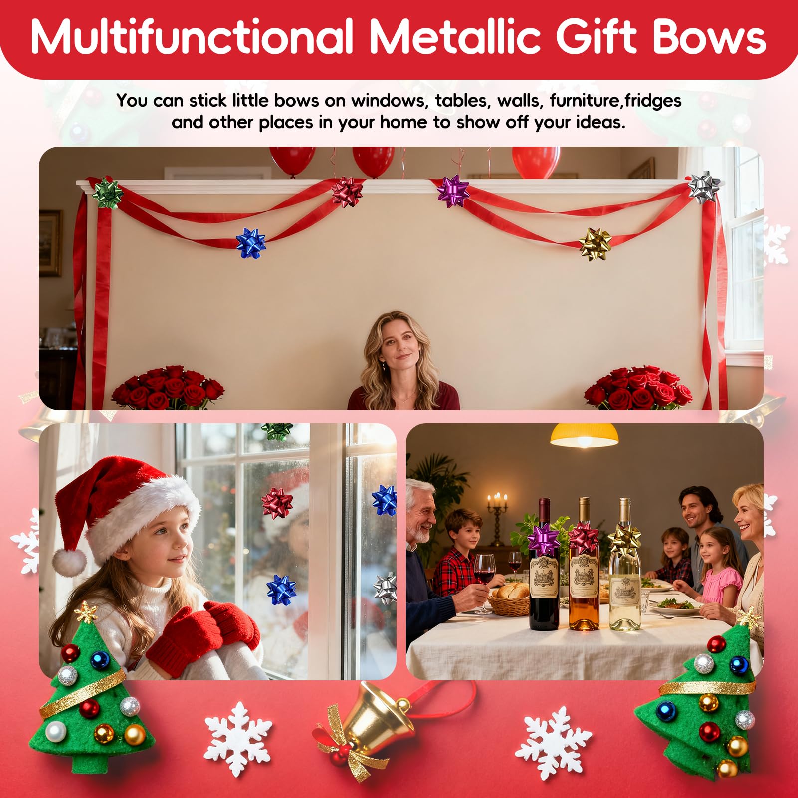 CIYIN autoadhesivos Lazos para Paquetes de Regalo 60 Unidades Mate 3 Pulgadas 6 Colores
