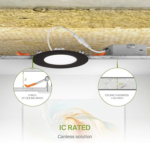 Miniatura 7 de ASD Luz LED empotrable de 3 pulgadas  2700 K3000 K3500 K4000 K5000 K, 6 W 30 W Eqv  Luces de techo ultra finas y regulables con caja J, luz de oblea