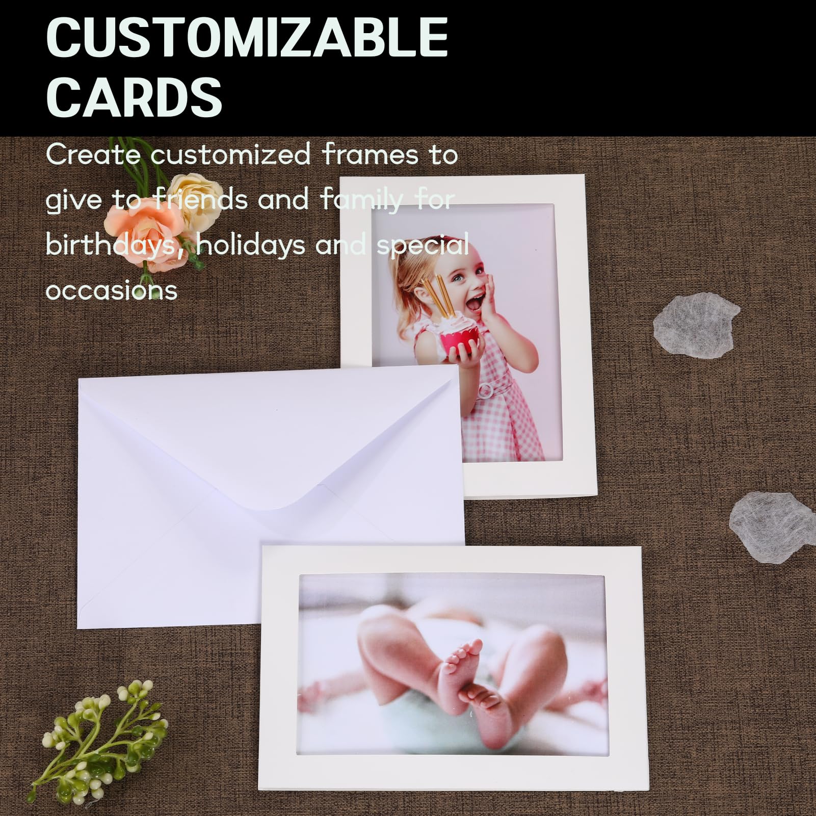 Grußkarten ohne Verschieben, 10 x 15 cm, Papier-Bilderrahmen, Großkarton, Fotorahmen, Karten mit Umschlägen, Foto-Notizkarten für Geburtstag, Hochzeit, Abschlussfeier, Weihnachten, Klassenzimmer, DIY