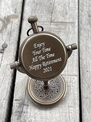 Miniatura 2 de Reloj de escritorio antiguo analógico de latón, reloj de mesa de escritorio personalizado, relojes de mesa grabados para regalo promocional de
