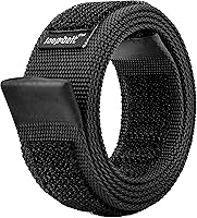 Loopbelt Black No-Scratch Web Belt: Hypoallergenic Hook & Loop Fasteners, Rubber Coated Tips, Adjustable Fit