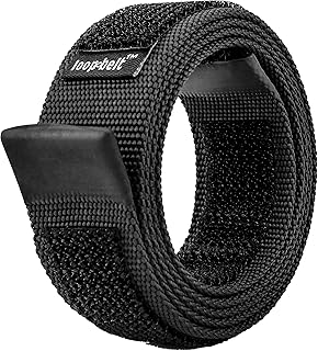 Loopbelt Black No-Scratch Web Belt with Rubber Coated Tips and Advanced Hook & Loop Fasteners
