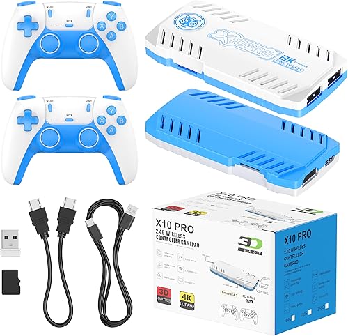X10 PRO Retro Game Stick con más de 50000 juegos, 4K HDMI HD Plug and Play Game Stick con 2 controladores, compatible con más de 50 simuladores,