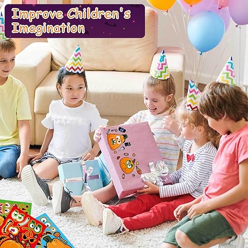 Miniatura 7 de 56 hojas de calcomanías de calabaza de Halloween para niños, 14 diseños diferentes de calabaza, divertidos recuerdos de fiesta de Halloween,